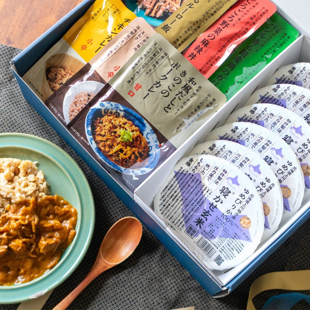 YUWAERUいいものギフト 寝かせ玄米ゆめぴりか100%・玄米によく合うカレー・ごちそうレトルト